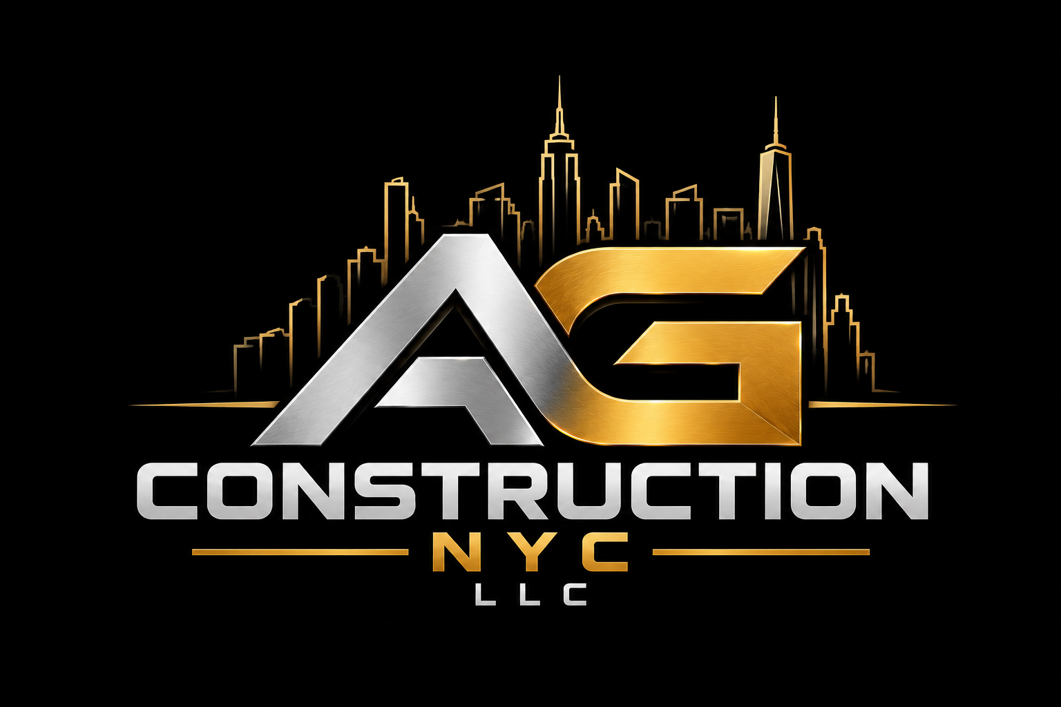 AG Construction NYC LLC silver and gold logo